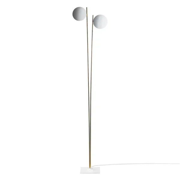 Catellani & Smith LEDERAM F2 - floor - white disc, gold shaft, white base