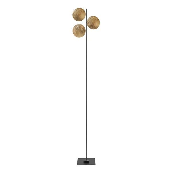 Catellani & Smith LEDERAM F3 - floor - golden leaf disc, black shaft, black base