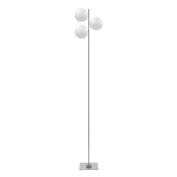 Catellani & Smith LEDERAM F3 - floor - white disc, satin rod, white base