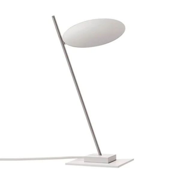 Catellani & Smith LEDERAM T1 - table - white disc, satin rod, white base