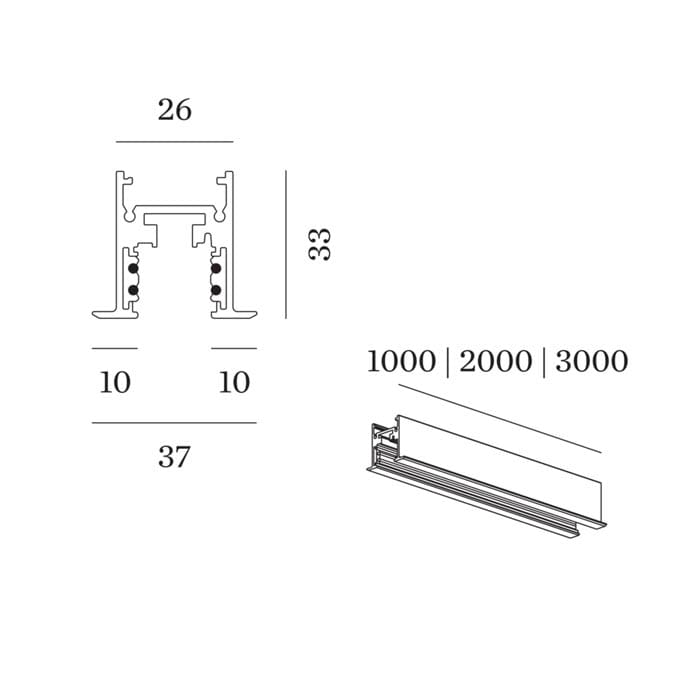 Wever e Ducrè TRACK PROFILE 1m STREX system - ad incasso - bianco - immagine 2