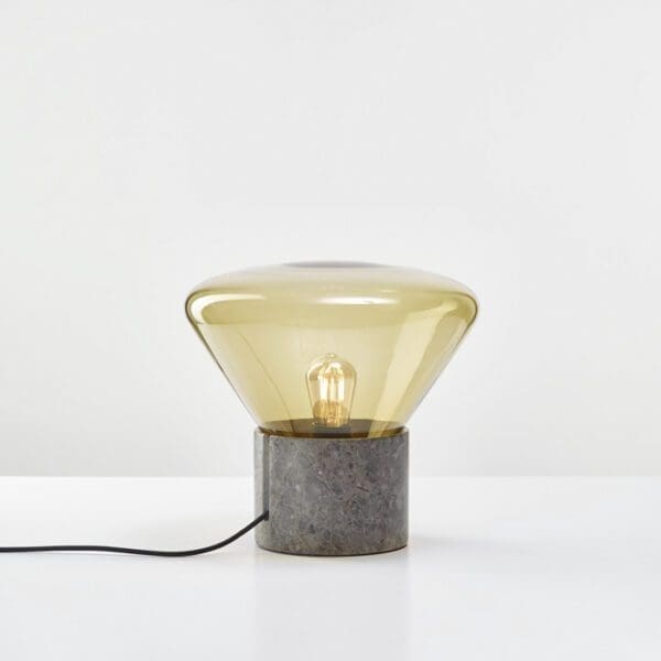 BROKIS MUFFINS ANNIVERSARY wood 01 - tavolo - vetro verde oliva - base marmo grigio talami satinato