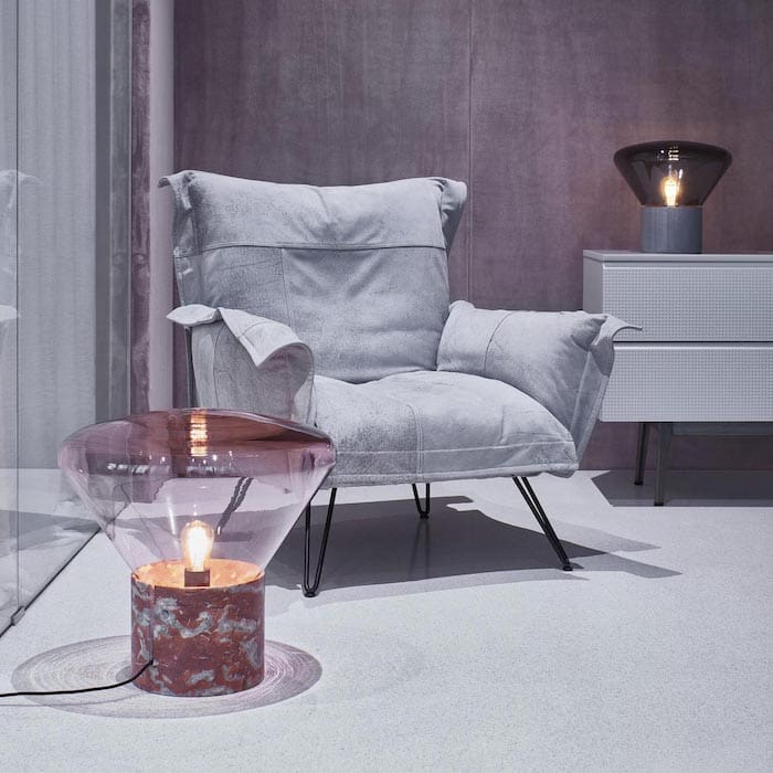 BROKIS MUFFINS ANNIVERSARY wood 02 - table - smoke grey glass - satin talami gray marble base - Image 2