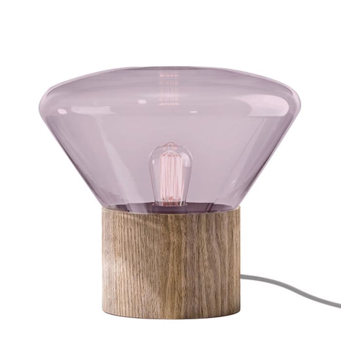 BROKIS MUFFINS wood 02 - table - violet glass - european oak base