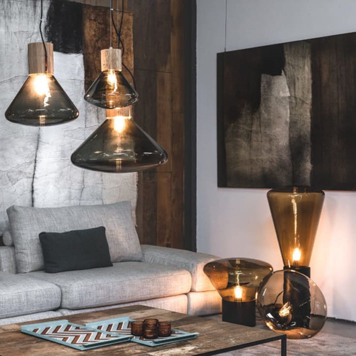 BROKIS MUFFINS wood 03B - sospensione - vetro trasparente - rosone quercia europea - immagine 2