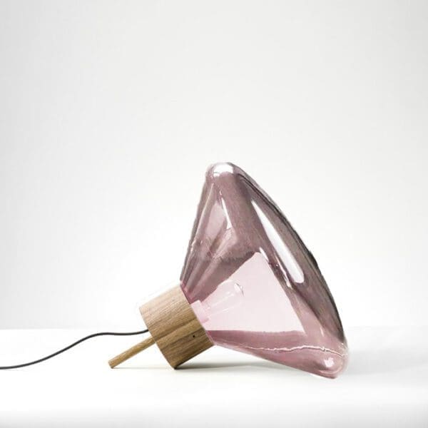 BROKIS MUFFINS wood 03A - tavolo - vetro viola - base noce americano