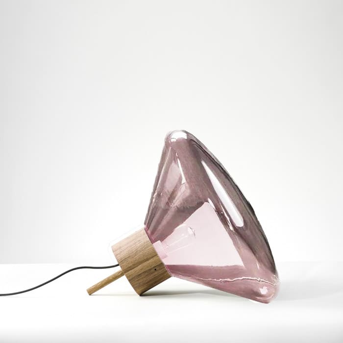 BROKIS MUFFINS wood 03A - tavolo - vetro viola - base noce americano