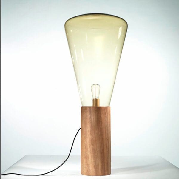 BROKIS MUFFINS wood 04 - terra - vetro ambra  - base quercia europea