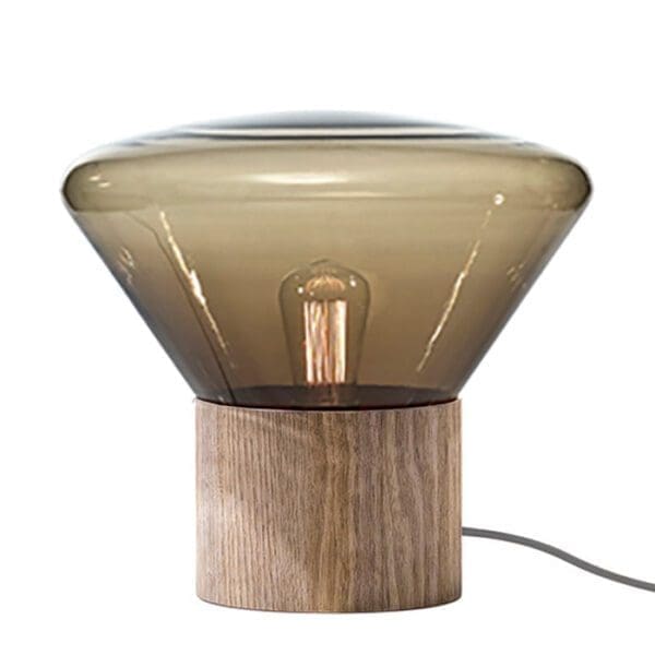 BROKIS MUFFINS mini wood 06 - tavolo - vetro marrone - base quercia europea