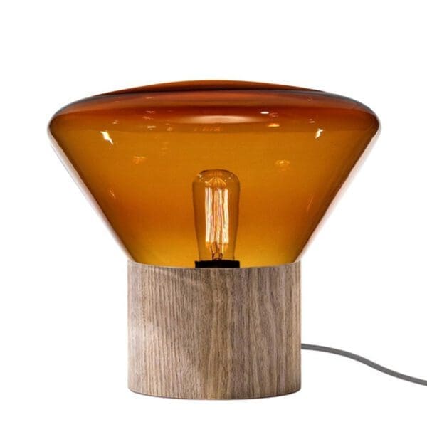 BROKIS MUFFINS mini wood 06 - tavolo - vetro cognac - base quercia europea