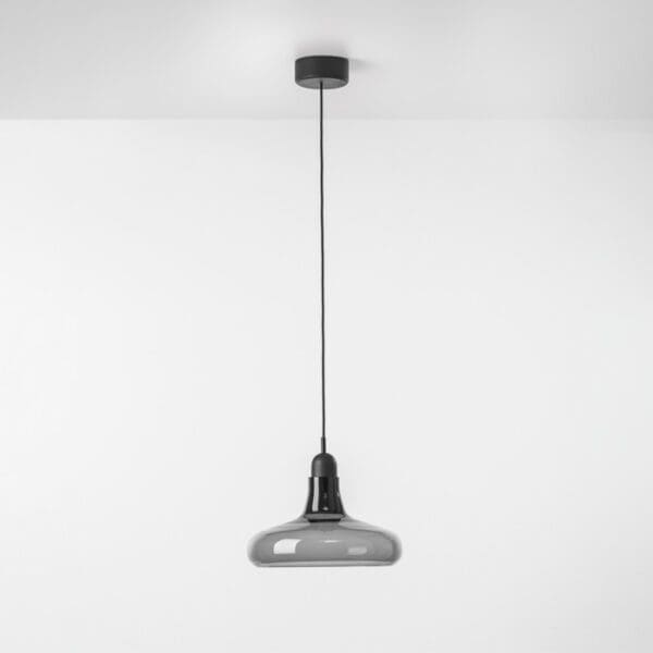 BROKIS SHADOWS XL PC911- sospensione - vetro grigio fumo - corpo nero e rosone quercia nera