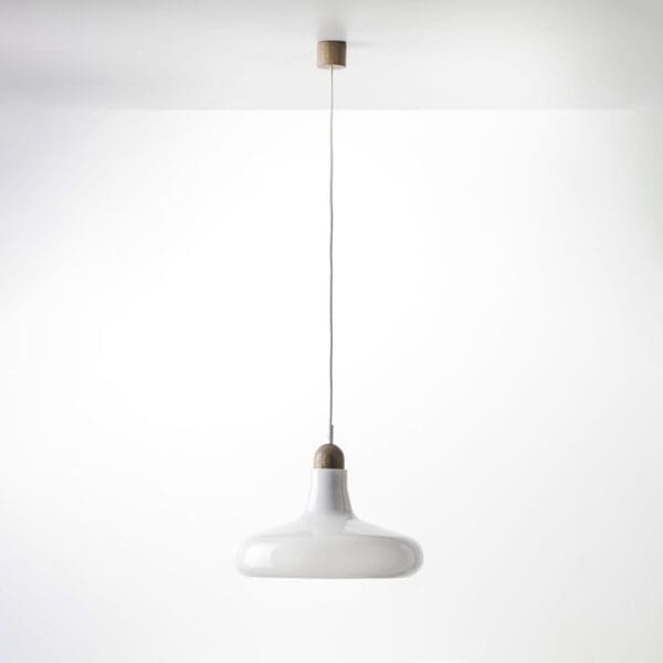 BROKIS SHADOWS XL PC911- sospensione - vetro opalino - corpo e rosone in quercia europea cerata naturale