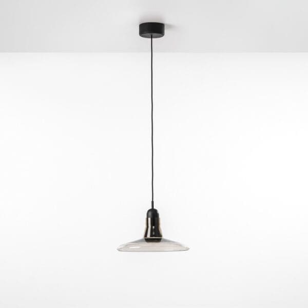 BROKIS SHADOWS XL PC939 - suspension - smoke grey glass - black body and black oak ceiling canopy