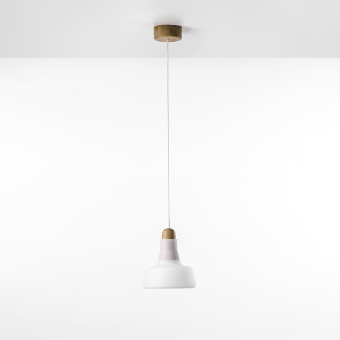 BROKIS SHADOWS XL PC940 - suspension - opaline glass - body and canopy in natural waxed european oak