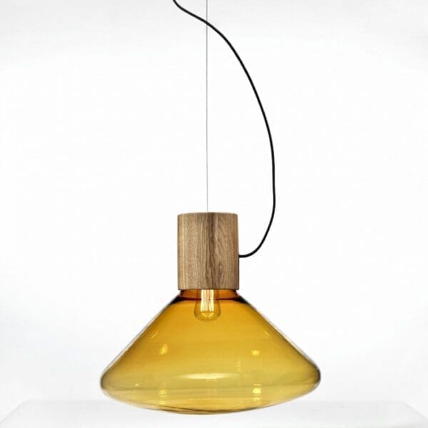 BROKIS MUFFINS wood 07 - sospensione - vetro ambra  - rosone quercia europea