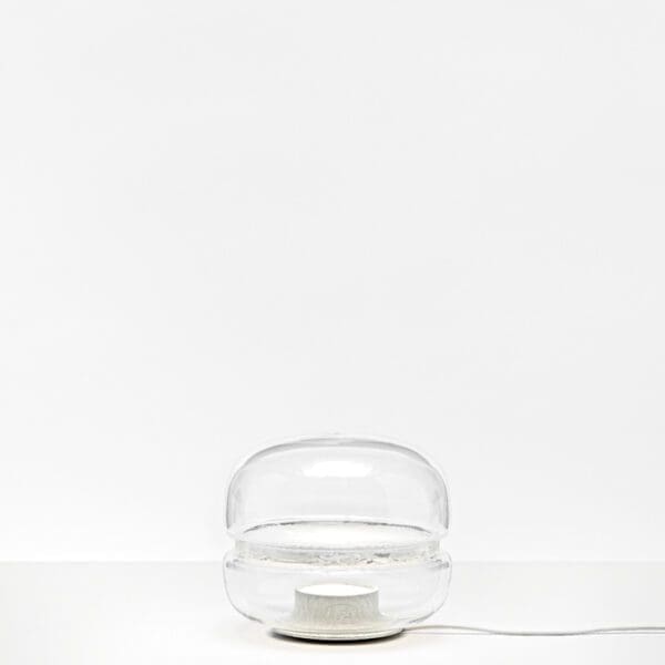 BROKIS MACARON PC1038 piccola - tavolo - vetro trasparente - base e piatto onice bianco
