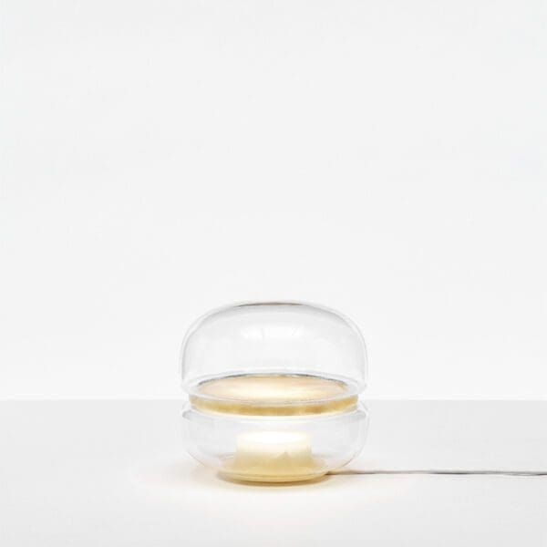 BROKIS MACARON PC1038 piccola - tavolo - vetro trasparente - base e piatto onice miele