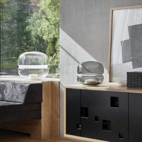 BROKIS MACARON PC1038 piccola - tavolo - vetro ambra - base e piatto onice miele