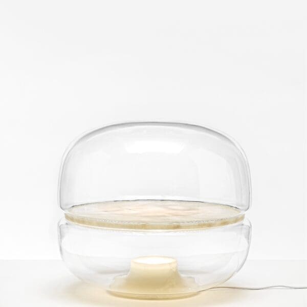 BROKIS MACARON PC1039 media - tavolo - vetro trasparente - base e piatto onice miele