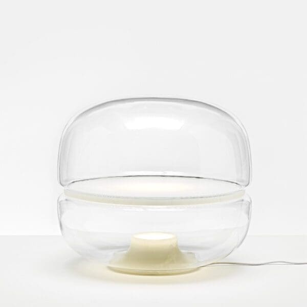 BROKIS MACARON PC1040 grande - tavolo - vetro trasparente - base e piatto onice bianco