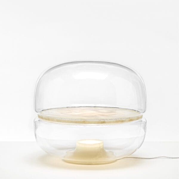 BROKIS MACARON PC1040 grande - tavolo - vetro trasparente - base e piatto onice miele