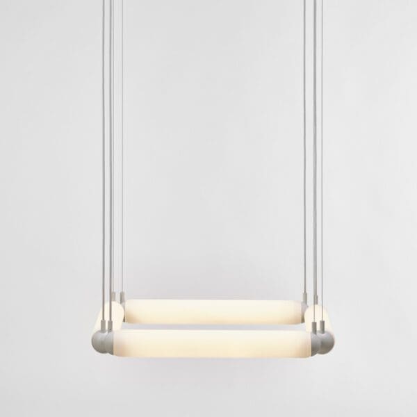 BROKIS PURO CONTOUR quadrato 600 PC1057 - sospensione - vetro triplex opalino acidato opaco - struttura e rosone bianco opaco