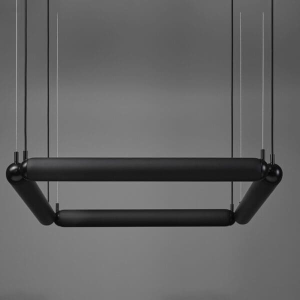 BROKIS PURO CONTOUR quadrato 800 PC1073 - sospensione - vetro grigio scuro opalino - struttura e rosone nero opaco