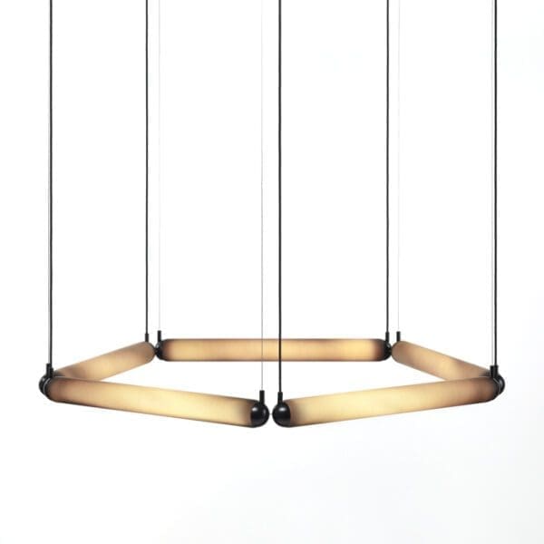 BROKIS PURO CONTOUR pentagono 800 PC1119 - sospensione - vetro triplex opalino acidato opaco - struttura e rosone nero opaco