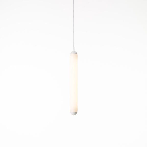 BROKIS PURO SOLO verticale 600 PC1122 - sospensione -  vetro triplex opalino acidato opaco - struttura e rosone bianco