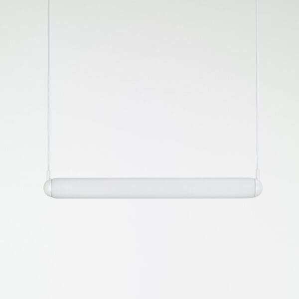 BROKIS PURO SOLO orizzontale 800 PC1126 - sospensione -  vetro triplex opalino acidato opaco - struttura e rosone bianco