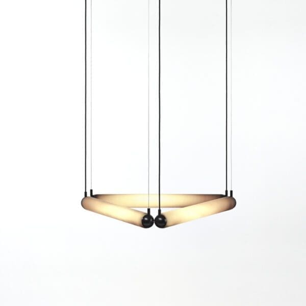 BROKIS PURO CONTOUR triangolo 600 PC1133 - sospensione - vetro triplex opalino acidato opaco - struttura e rosone nero opaco