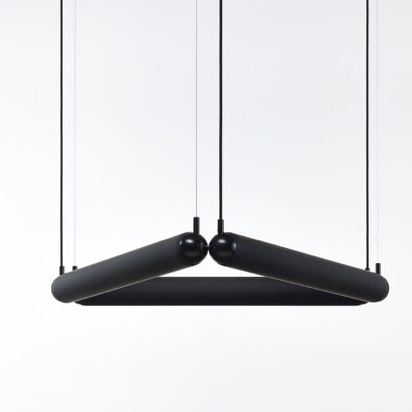 BROKIS PURO CONTOUR triangolo 600 PC1133 - sospensione - vetro grigio scuro opalino - struttura e rosone nero opaco