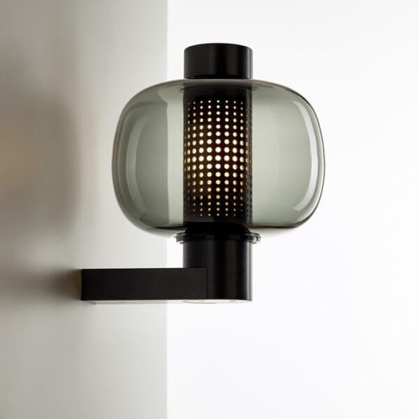 BROKIS BONBORI PC1251 wall up - smoke grey transparent glass - matt black structure - outdoor