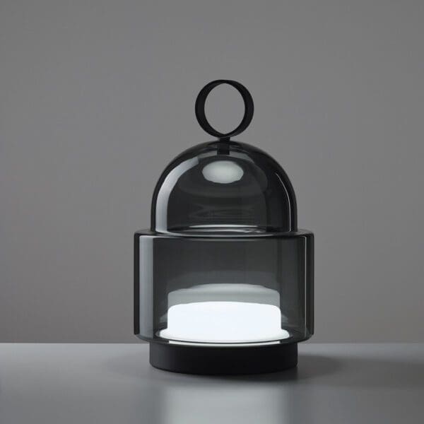 BROKIS DOME NOMAD PC1265 piccolo - tavolo/terra - vetro grigio fumé trasparente - struttura nera opaca - outdoor