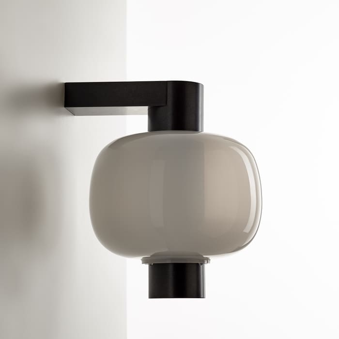 BROKIS BONBORI PC1280 parete in baso - vetro opalino triplex - struttura nera opaca - outdoor