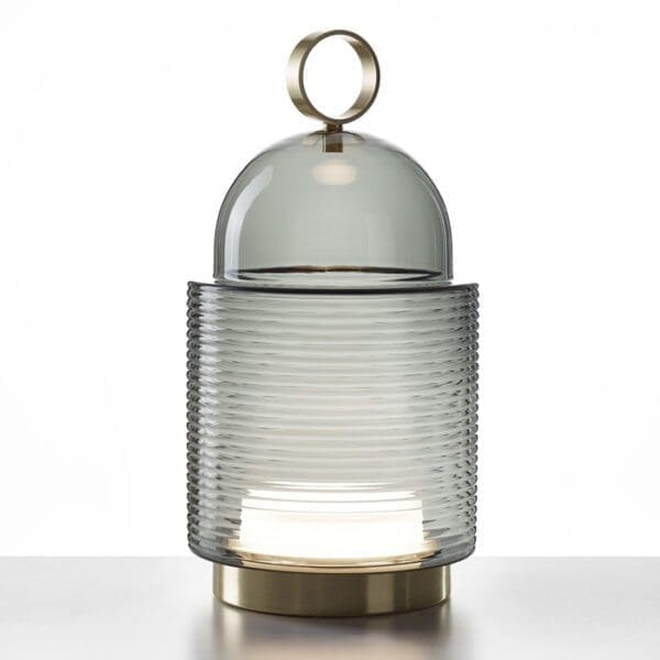 BROKIS DOME NOMAD PC1288 linee grande - tavolo/terra - vetro grigio fumé trasparente - struttura acciaio inossidabile spazzolato - outdoor