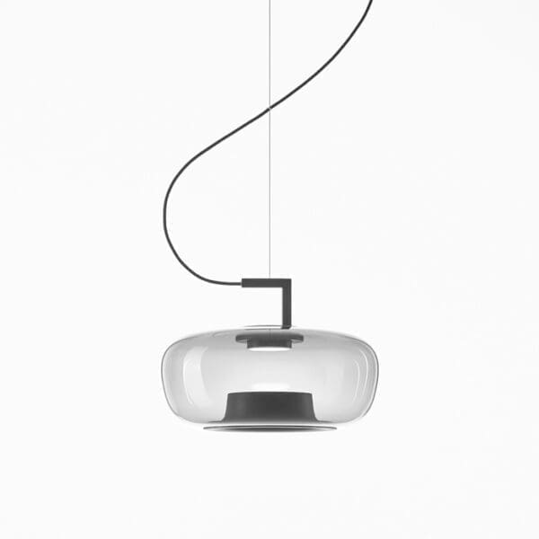 BROKIS DOUBLE PC1293 corto - suspension - smoke grey transparent glass - matt black structure and canopy