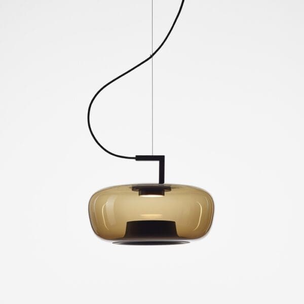 BROKIS DOUBLE PC1293 corto - suspension - smoke brown transparent glass - matt black structure and canopy