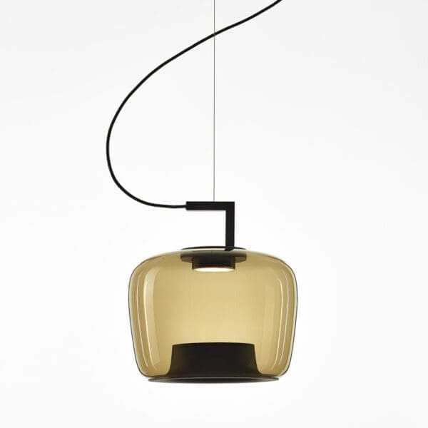 BROKIS DOUBLE PC1294 medio - sospensione - vetro marrone trasparente - struttura e rosone nero opaco