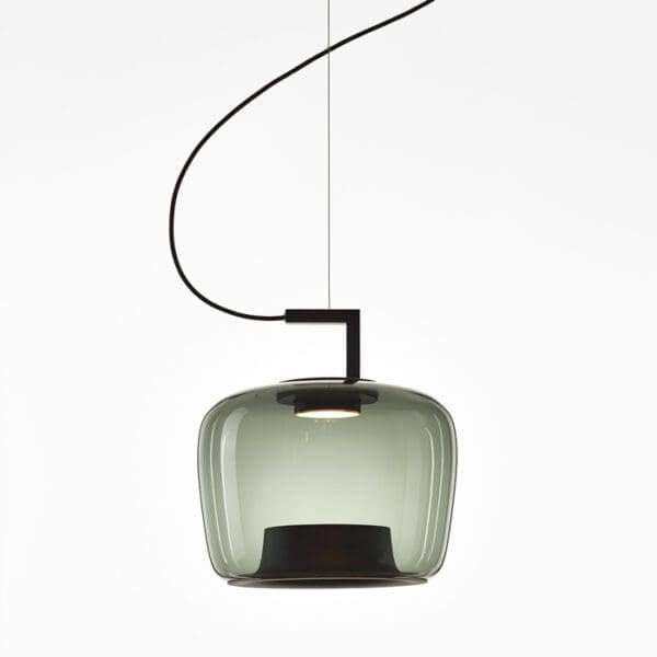 BROKIS DOUBLE PC1294 medium - suspension - smoke grey transparent glass - matt black structure and canopy