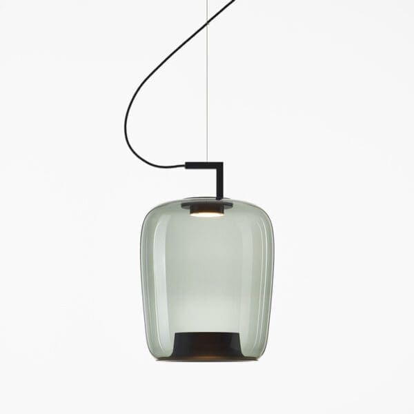 BROKIS DOUBLE PC1295 large - suspension - smoke grey transparent glass - matt black structure and canopy