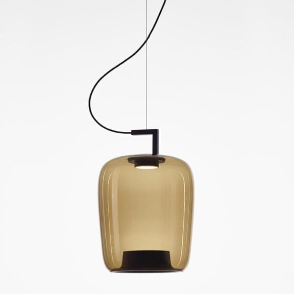 BROKIS DOUBLE PC1295 large - suspension - smoke brown transparent glass - matt black structure and canopy