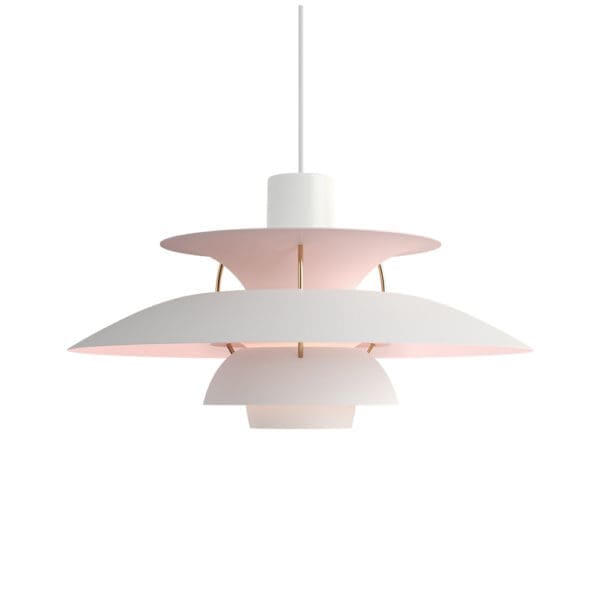 Louis Poulsen PH 5 ANNIVERSARY EDITION - bianco opaco, rosa pallido e ottone
