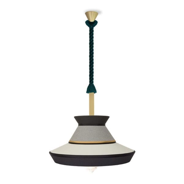 Contardi CALYPSO Guadaloupe so xl outdoor - laccato oro opaco e corda da marina intrecciata verde - paralume sale e pepe