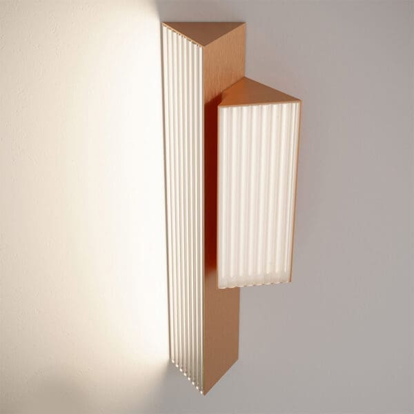 Contardi STICK AP DOUBLE Sinistra l.30/l.60 - struttura rame satinato e diffusore in plexiglass rigato