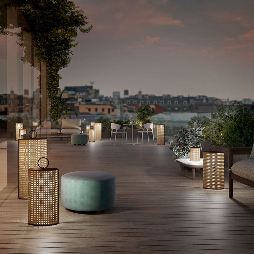 Contardi CLARA large battery outdoor - laccato bianco opaco e diffusore in resina effetto paglia di Vienna - immagine 2