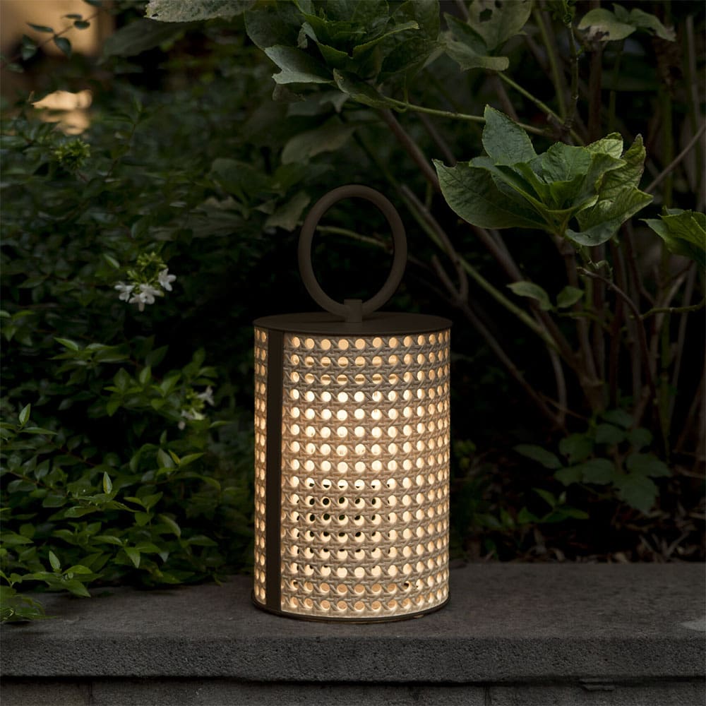 Contardi CLARA small battery outdoor - bronze lacquered and Vienna straw effect resin diffuser - Image 2