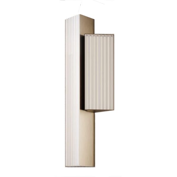 Contardi STICK AP DOUBLE Sinistra l.30/l.60 - struttura bronzo nickel spazzolato e diffusore in plexiglass rigato