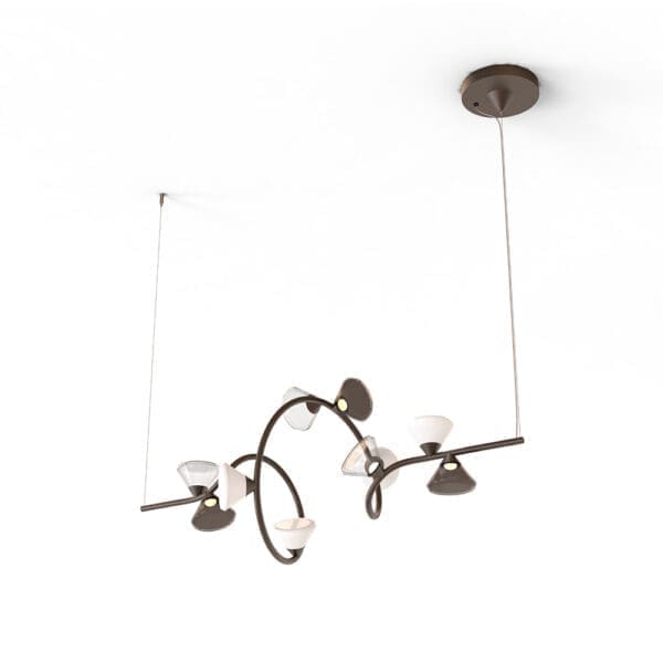 Tooy LINFA 565.23m struttura oro caldo e diffusori in vetro fumè, bianco e trasparente