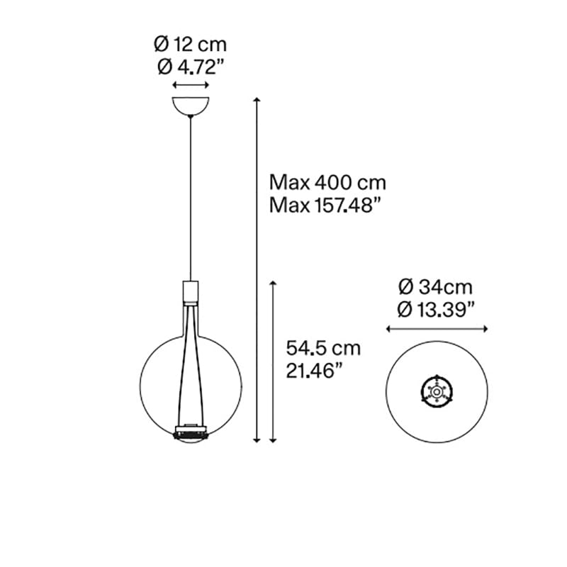 Lodes SKY-FALL ROUND LARGE sospensione - 2700K - fumo lucido - immagine 3